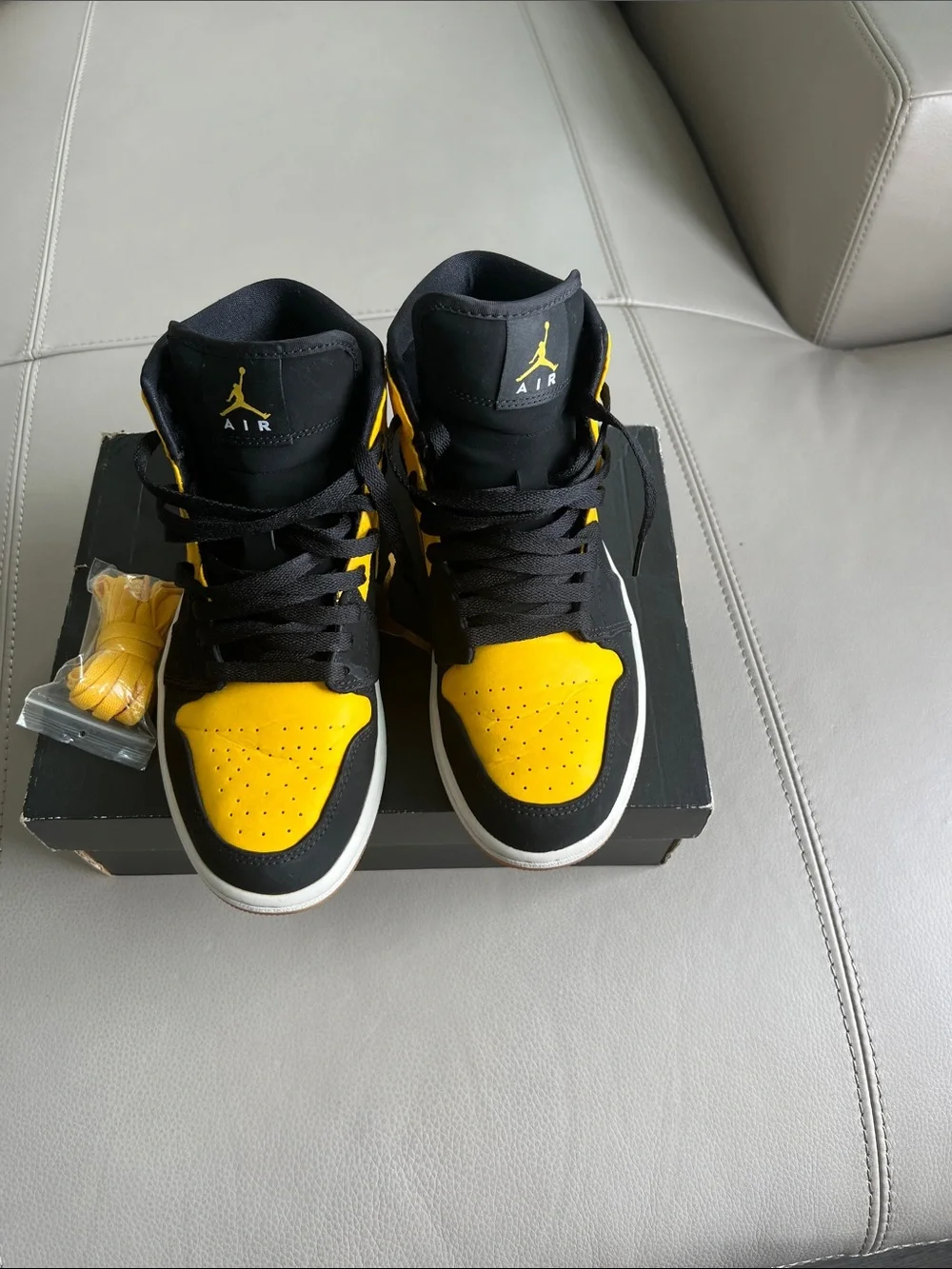 Jordan Air High-Top Sneakers Black and Yellow